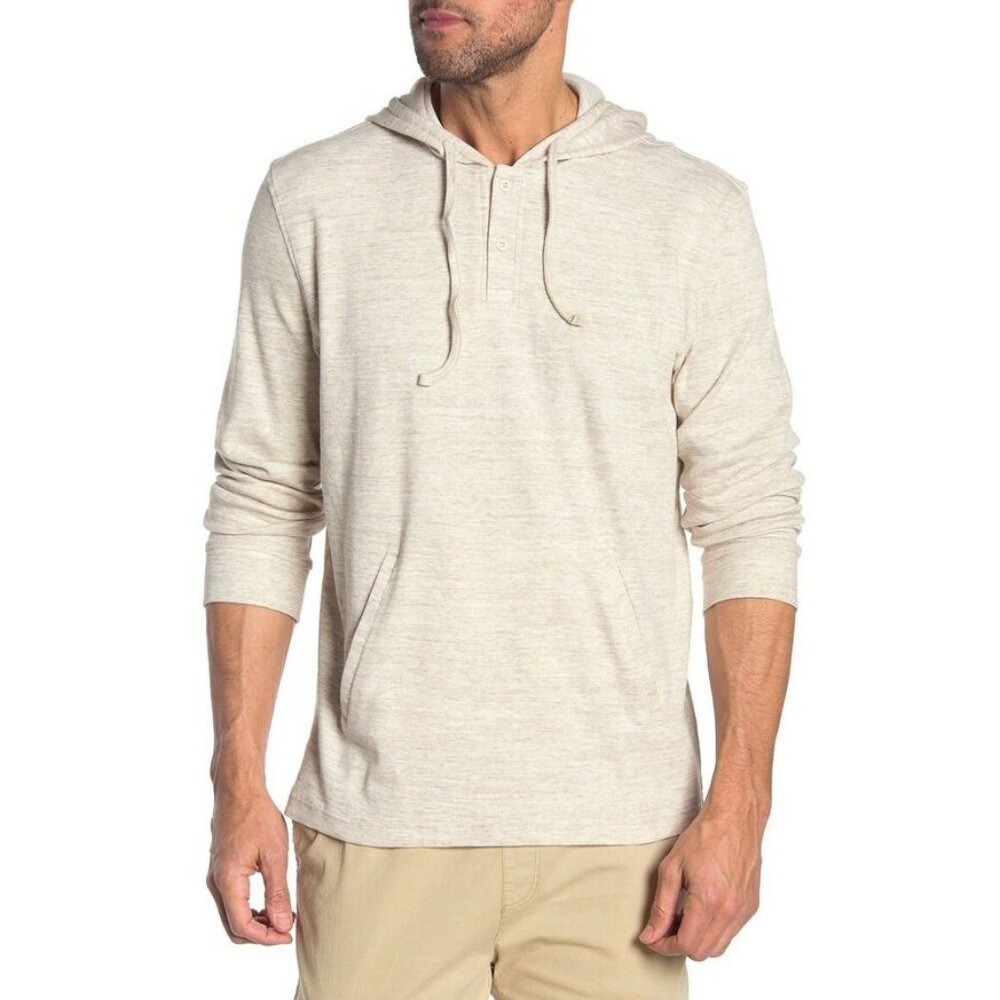 Onia Julian Henley Hoodie Pullover Sweater Stone Beige XL